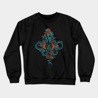 blue dragon chasing fireball Crewneck Sweatshirt